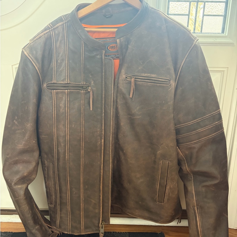 First Manufacturing Company 100% Leather/Motorcycle Jacket (NWOT), Men’s